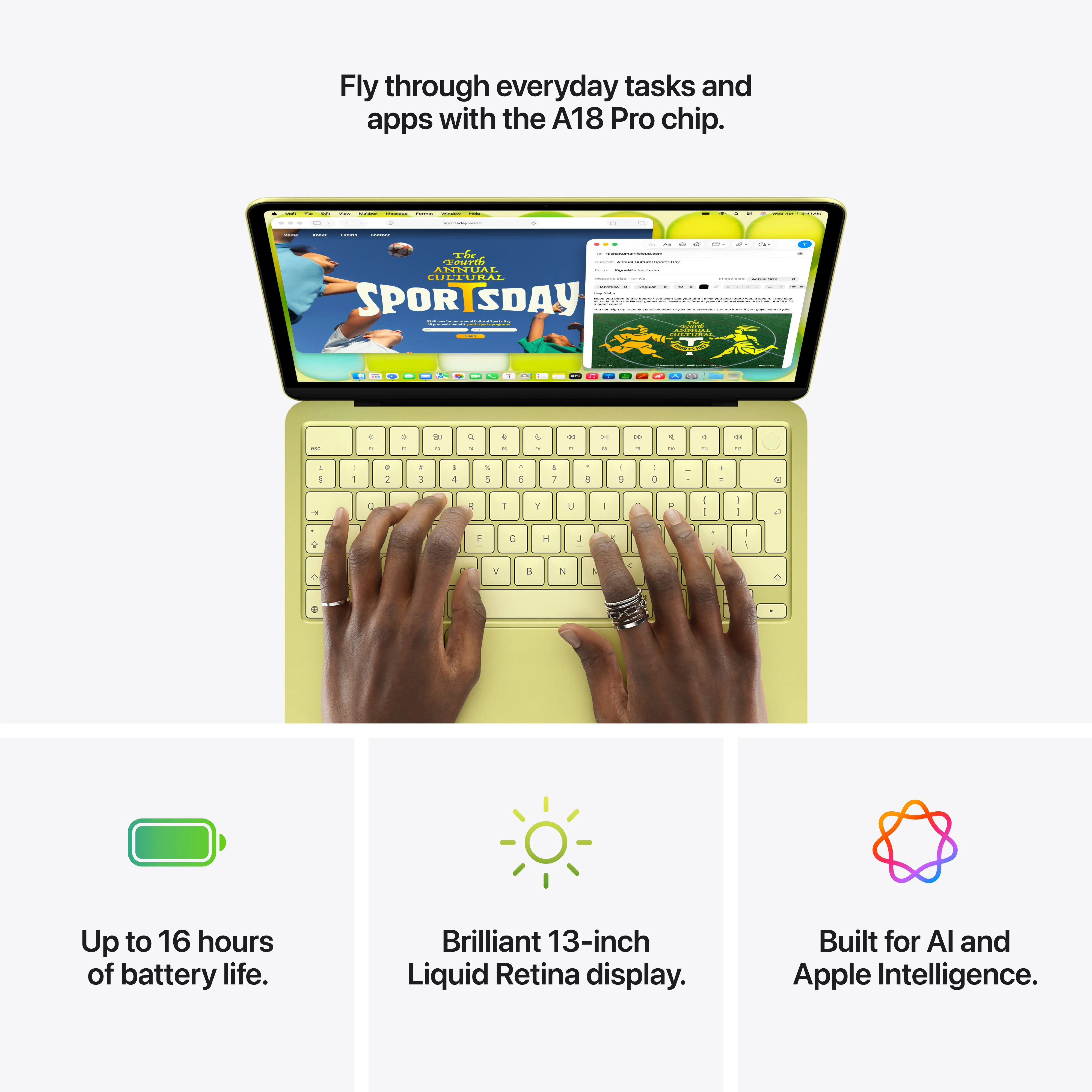 13-inch MacBook Neo: Apple A18 Pro-chip met 6‑core CPU en 5‑core GPU, Magic Keyboard met Touch ID, 8 GB, 512 GB SSD - Zilver (Azerty FR) - Image 9