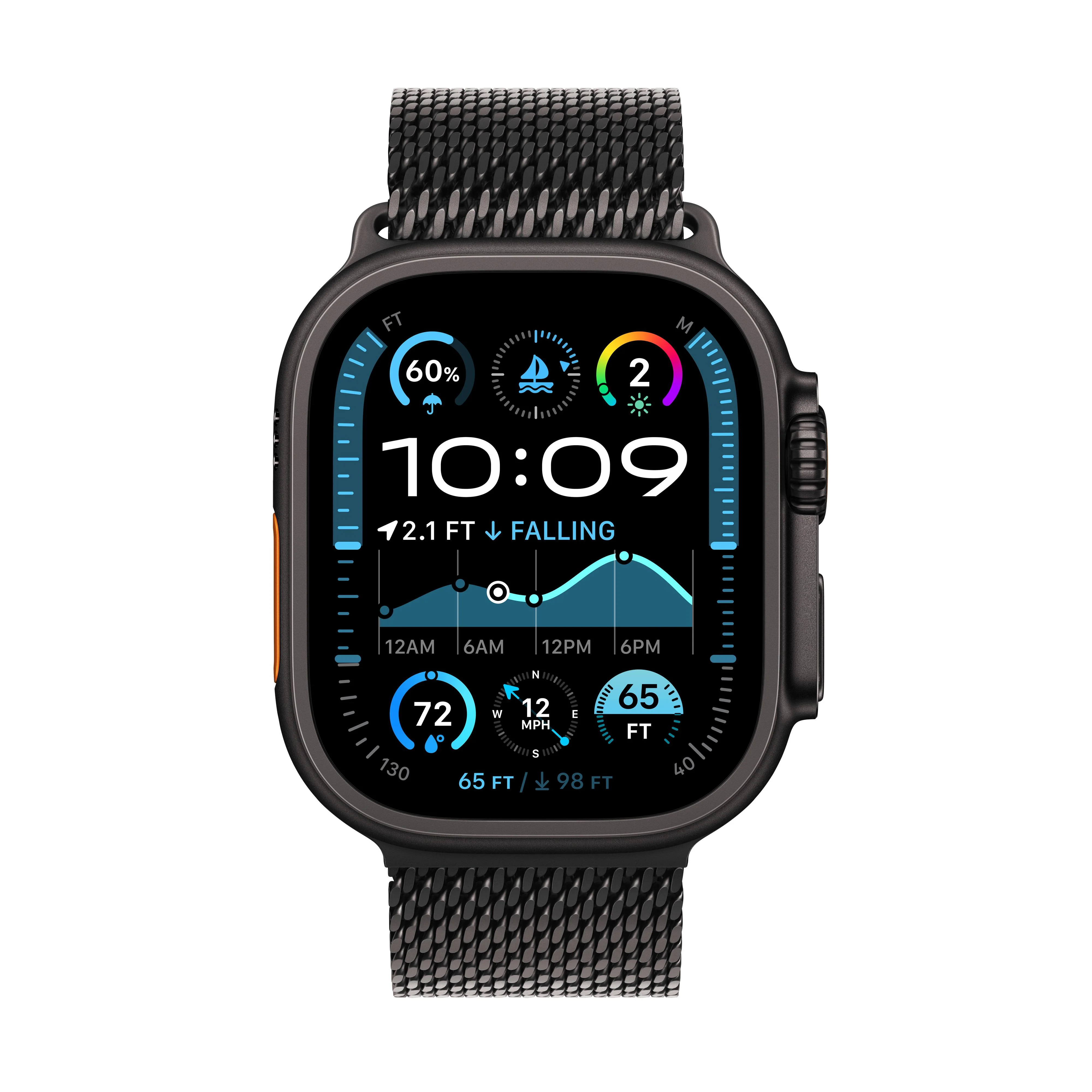 EOL Apple Watch Ultra 2 (GPS + Cellular) • 49-mm kast van zwart titanium • Milanees bandje van zwart titanium - Medium - Image 2