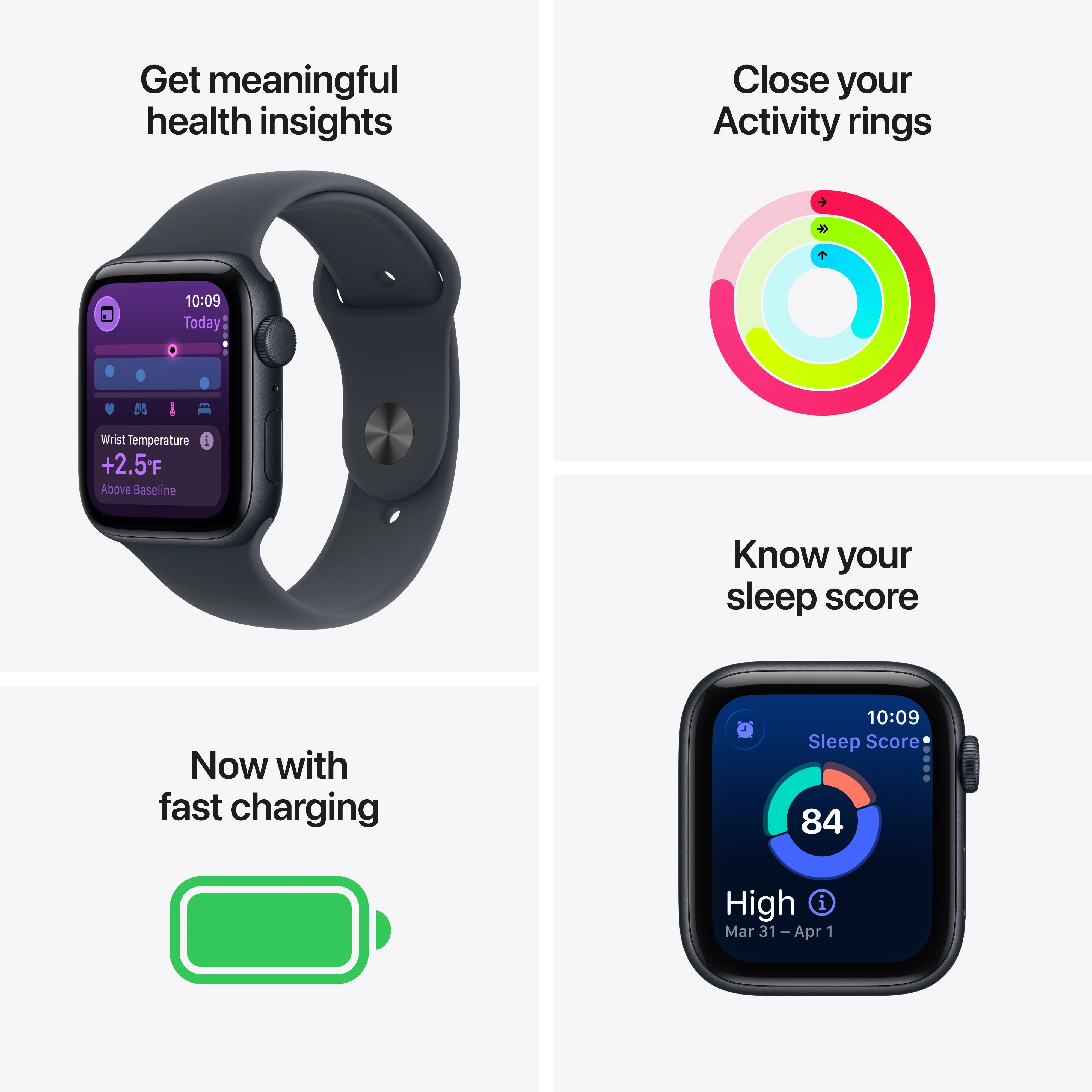 Apple Watch SE 3 (GPS) • 44‐mm kast van middernacht aluminium • Middernacht sportbandje - M/L - Image 3