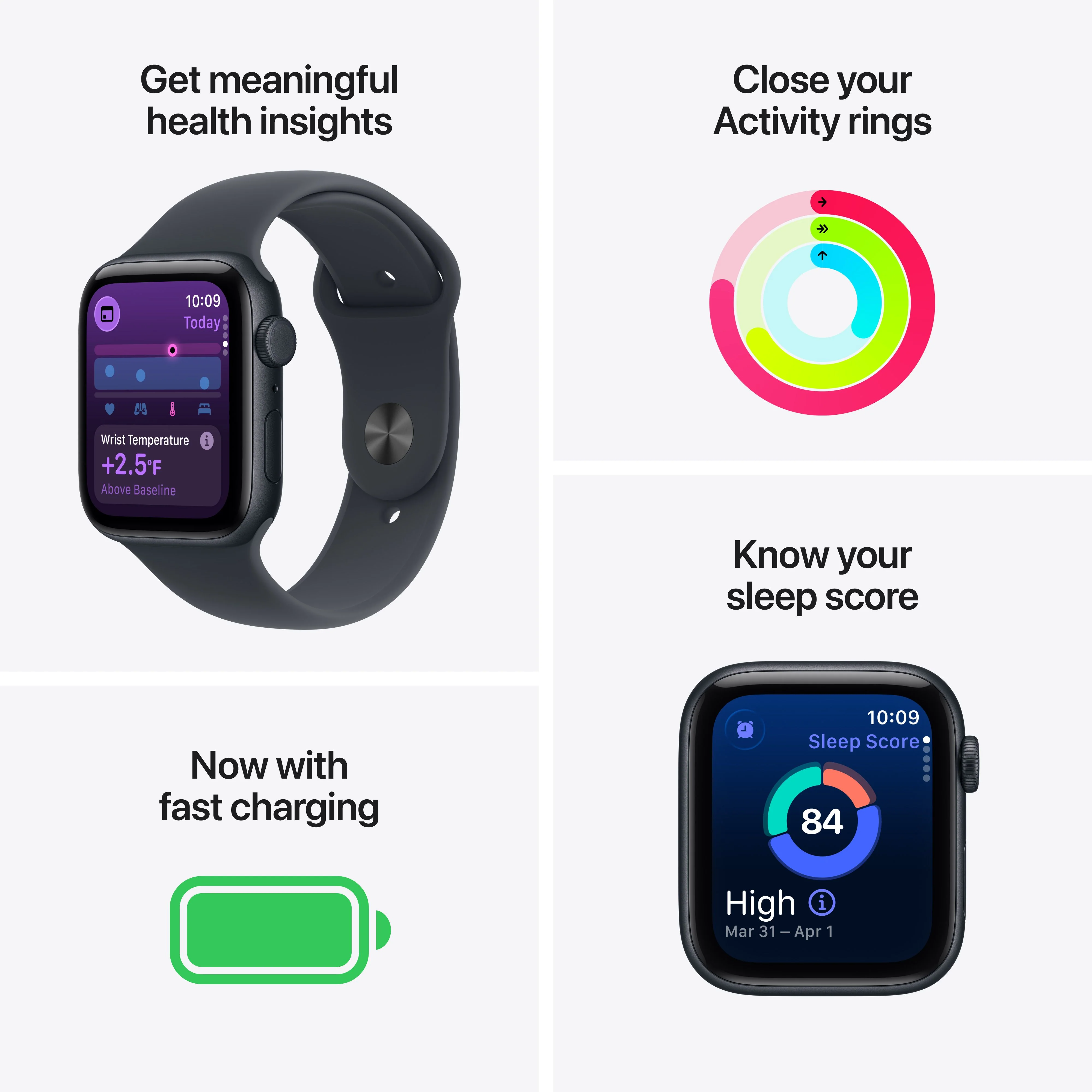 Apple Watch SE 3 (GPS + Cellular) • 44‐mm kast van middernacht aluminium • Middernacht sportbandje - S/M - Image 3