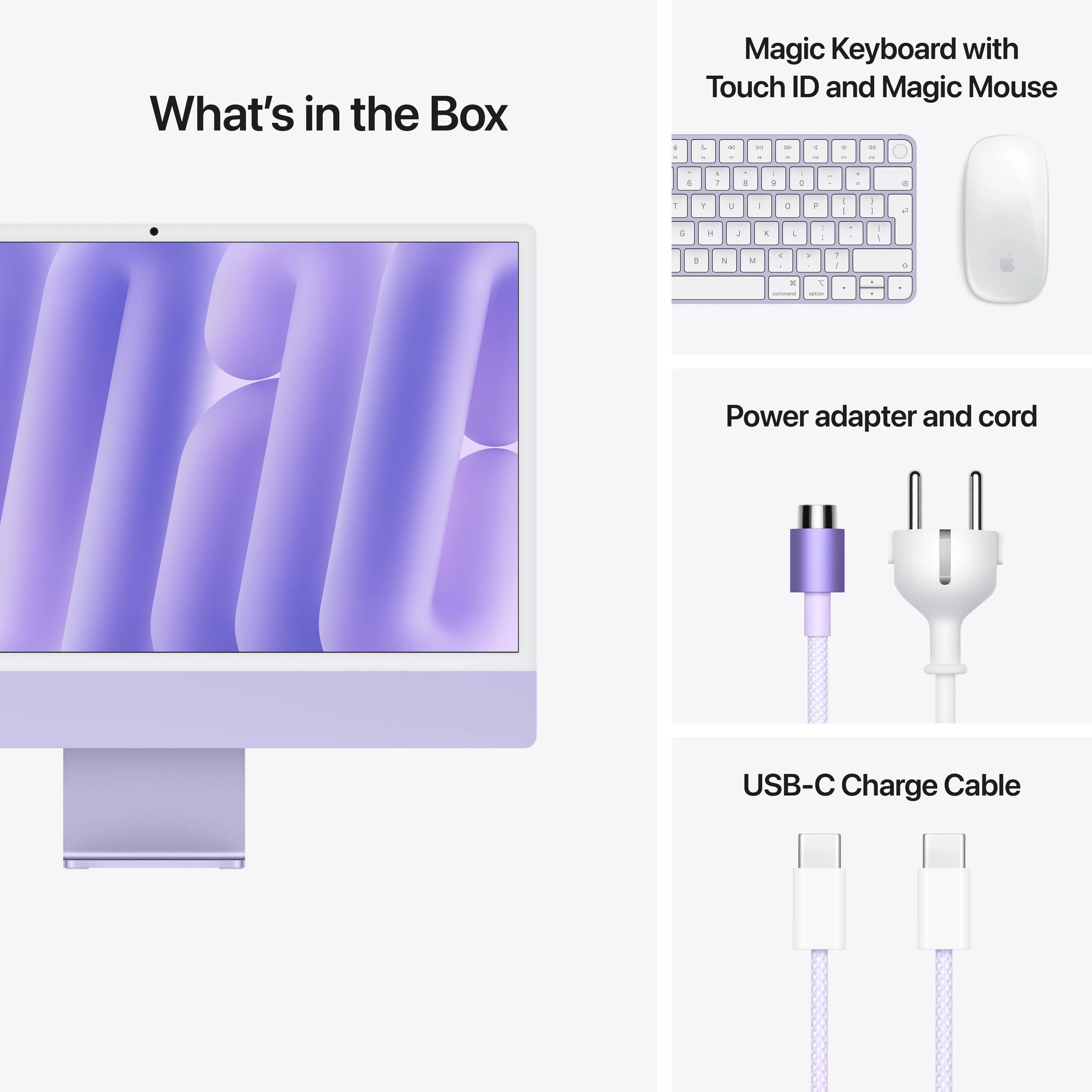 CTO 24-inch iMac met Retina 4,5K‑display: Apple M4-chip met 10‑core CPU en 10‑core GPU, 24 GB, 512 GB, Magic Keyboard met Touch ID - Paars (Azerty FR) - Image 9