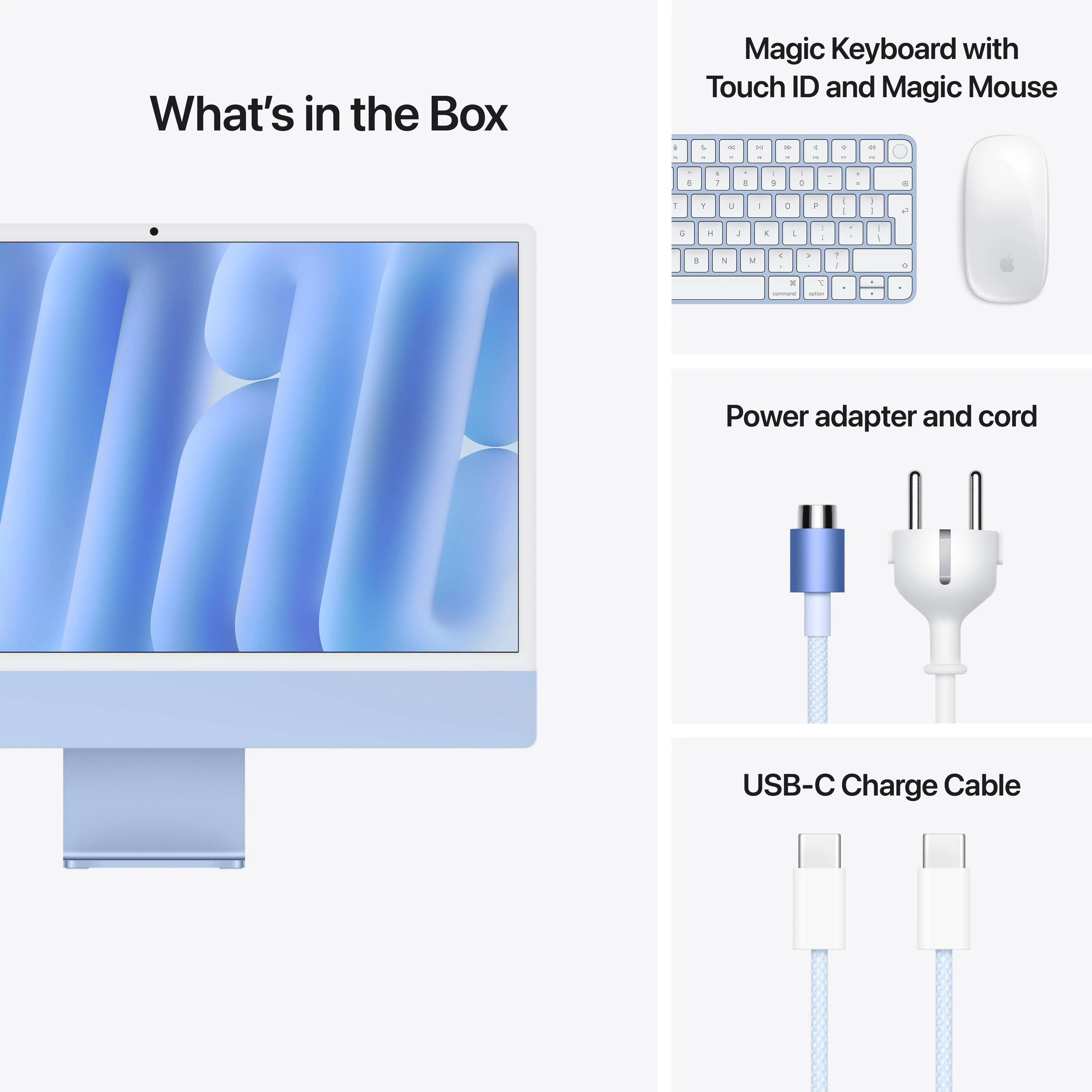 24-inch iMac met Retina 4,5K‑display: Apple M4-chip met 10‑core CPU en 10‑core GPU, 16 GB, 256 GB, Magic Keyboard met Touch ID - Blauw (Azerty FR) - Image 9