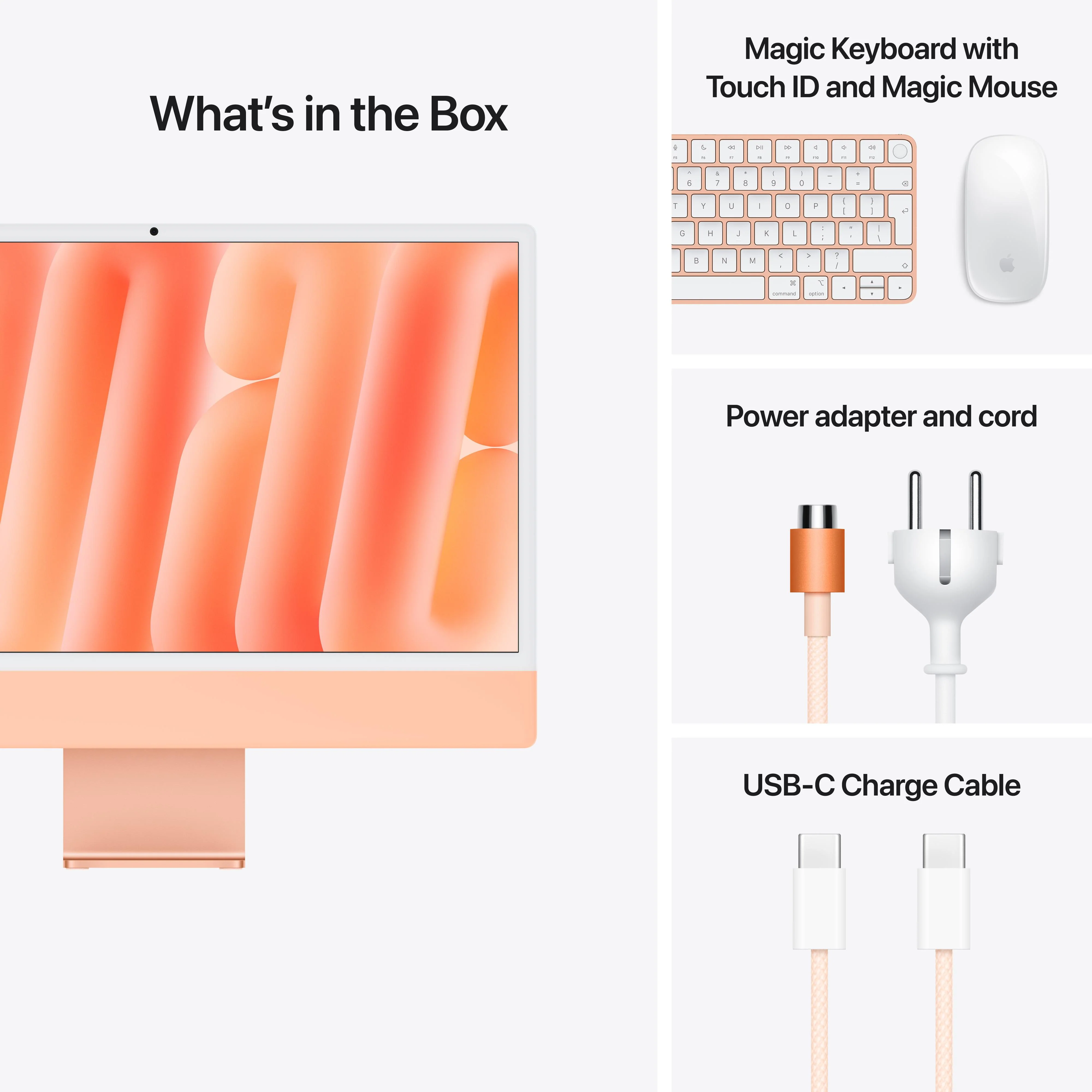 CTO 24-inch iMac met Retina 4,5K‑display: Apple M4-chip met 10‑core CPU en 10‑core GPU, 16 GB, 256 GB, Magic Keyboard met Touch ID - Oranje (Azerty FR) - Image 9