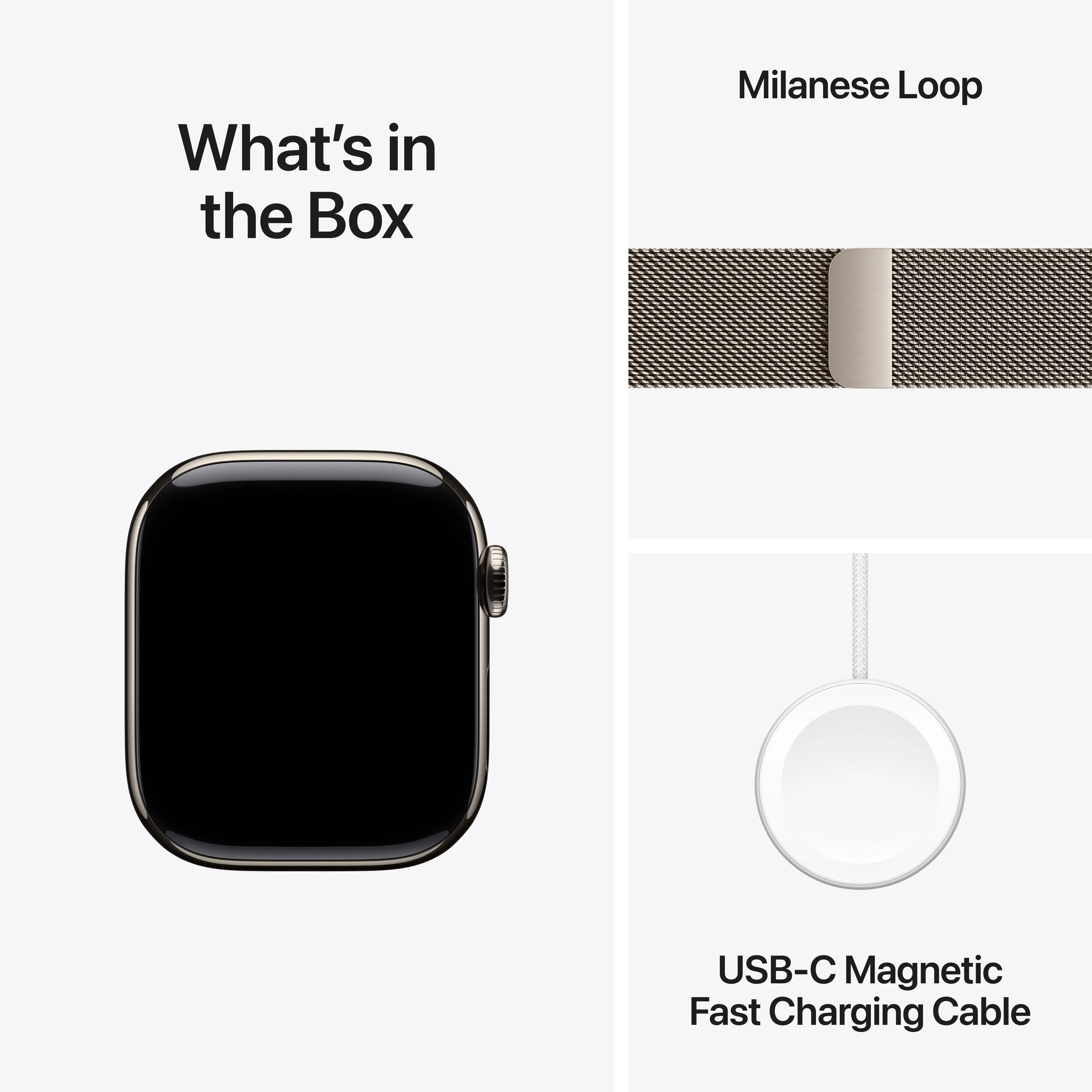 Apple Watch Series 11 (GPS + Cellular) • 42‑mm kast van naturel titanium • Naturel Milanees bandje - Image 8