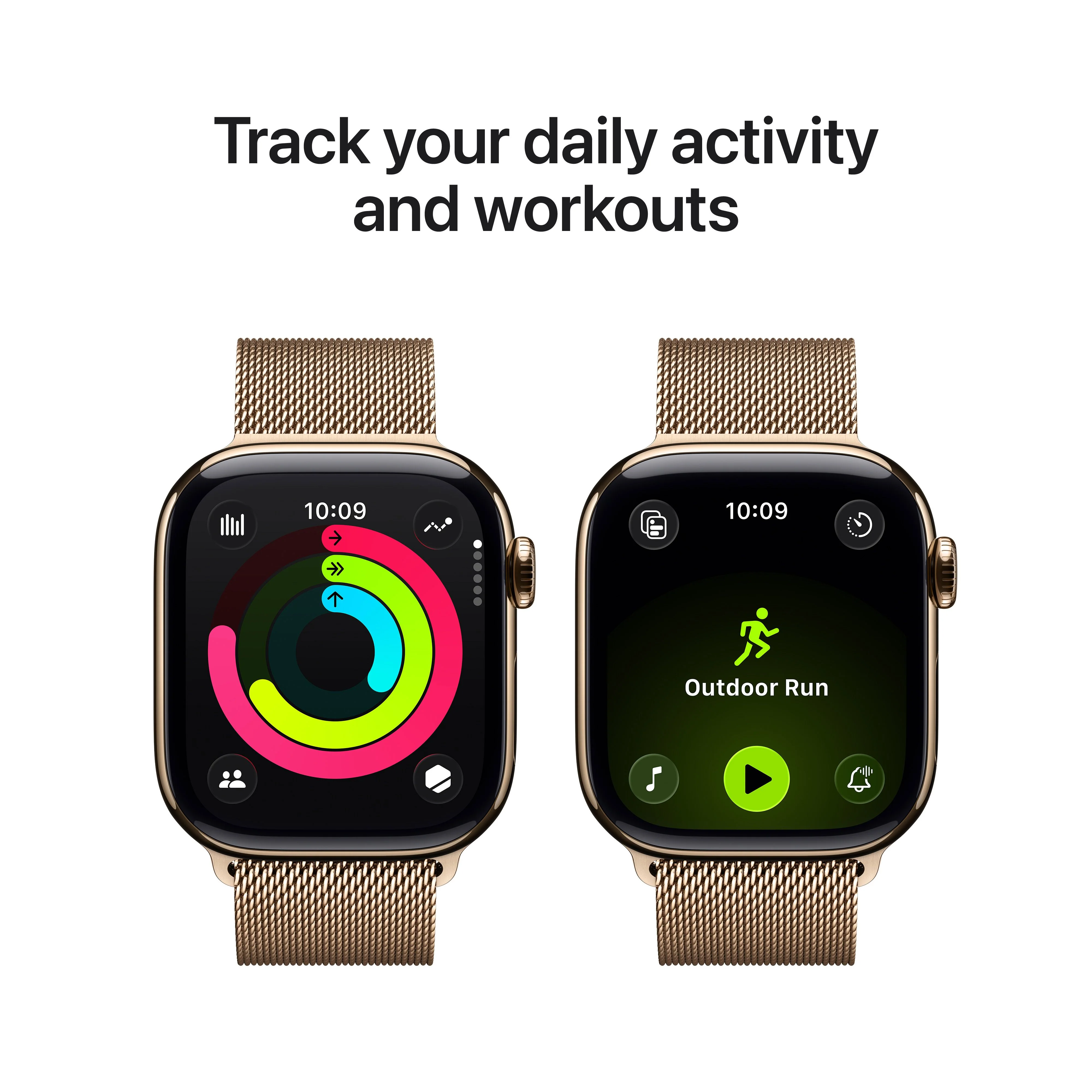 Apple Watch Series 11 (GPS + Cellular) • 42‑mm kast van goudkleurig titanium • Goudkleurig Milanees bandje - Image 4