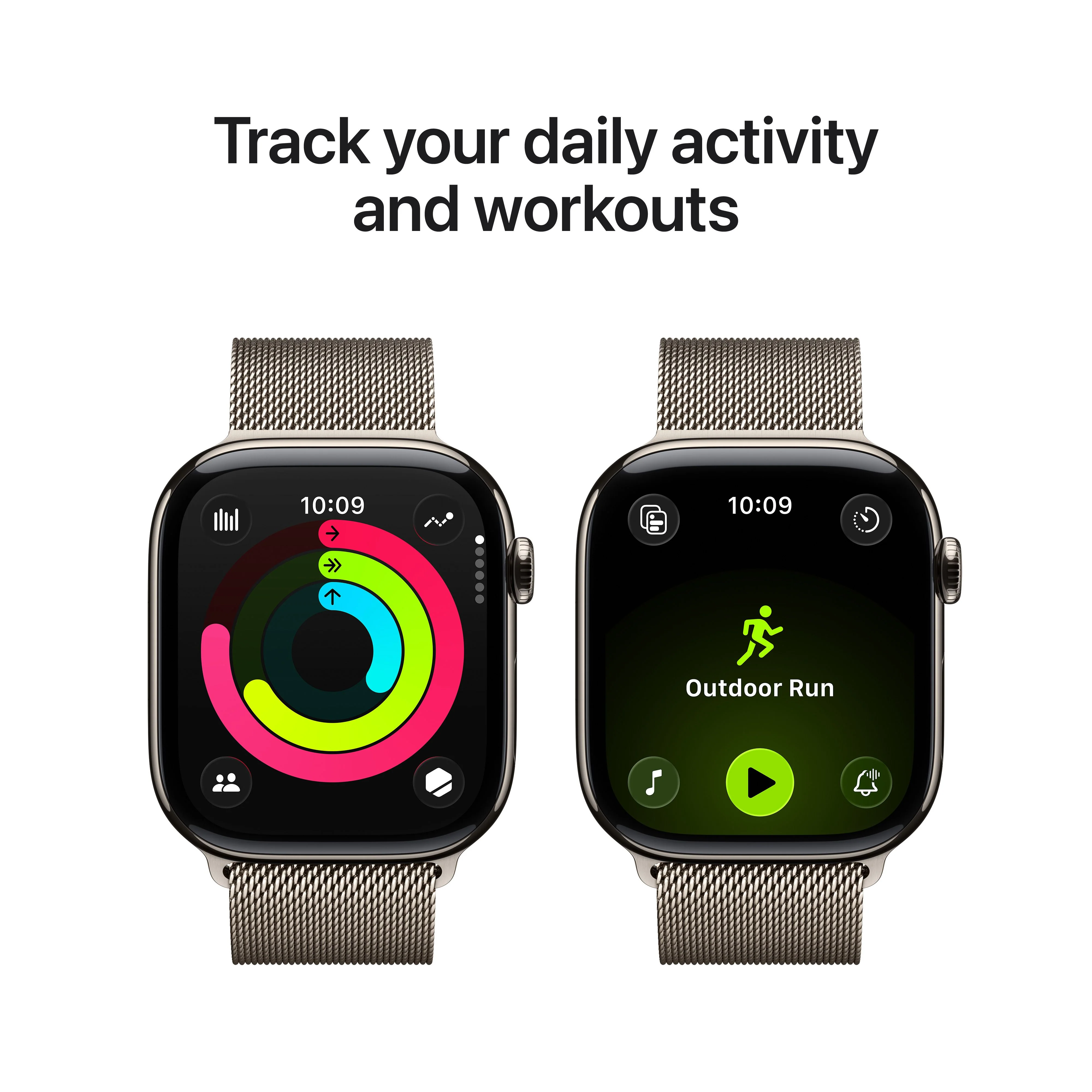 Apple Watch Series 11 (GPS + Cellular) • 46‑mm kast van naturel titanium • Naturel Milanees bandje - M/L - Image 4