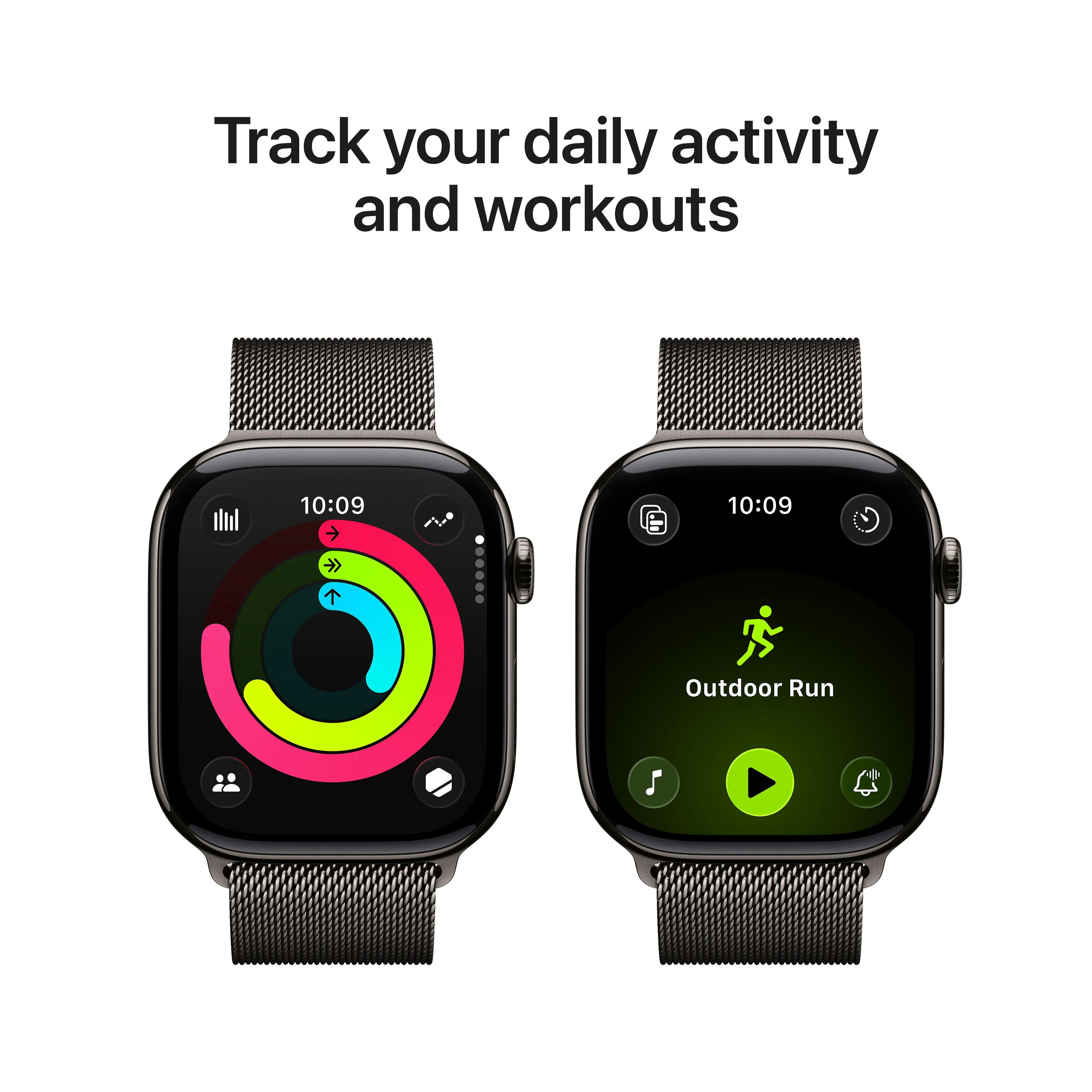 Apple Watch Series 11 (GPS + Cellular) • 46‑mm kast van leisteen titanium • Leisteen Milanees bandje - S/M - Image 4