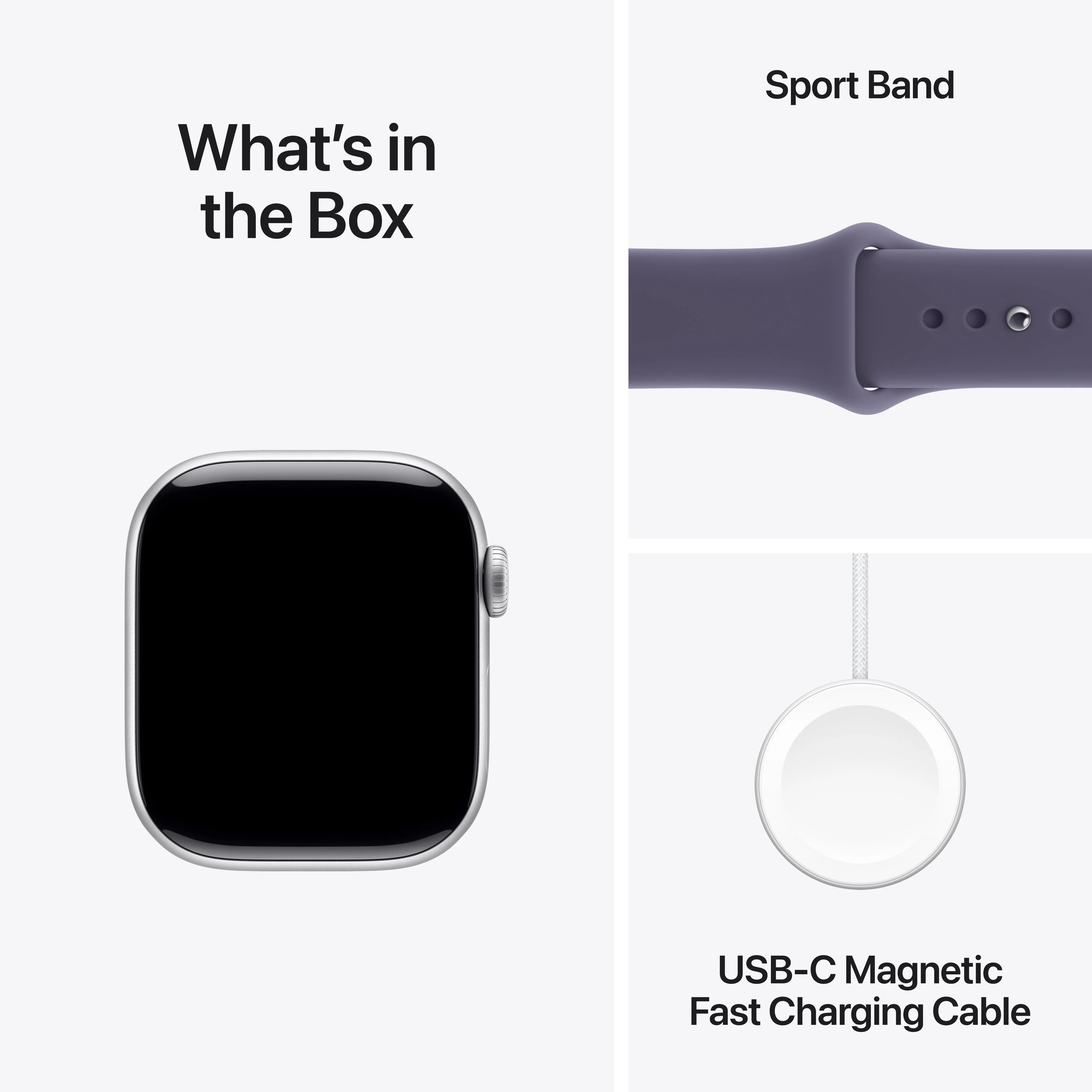 Apple Watch Series 11 (GPS) • 42‑mm kast van zilverkleurig aluminium • Zachtpaars sportbandje - M/L - Image 8
