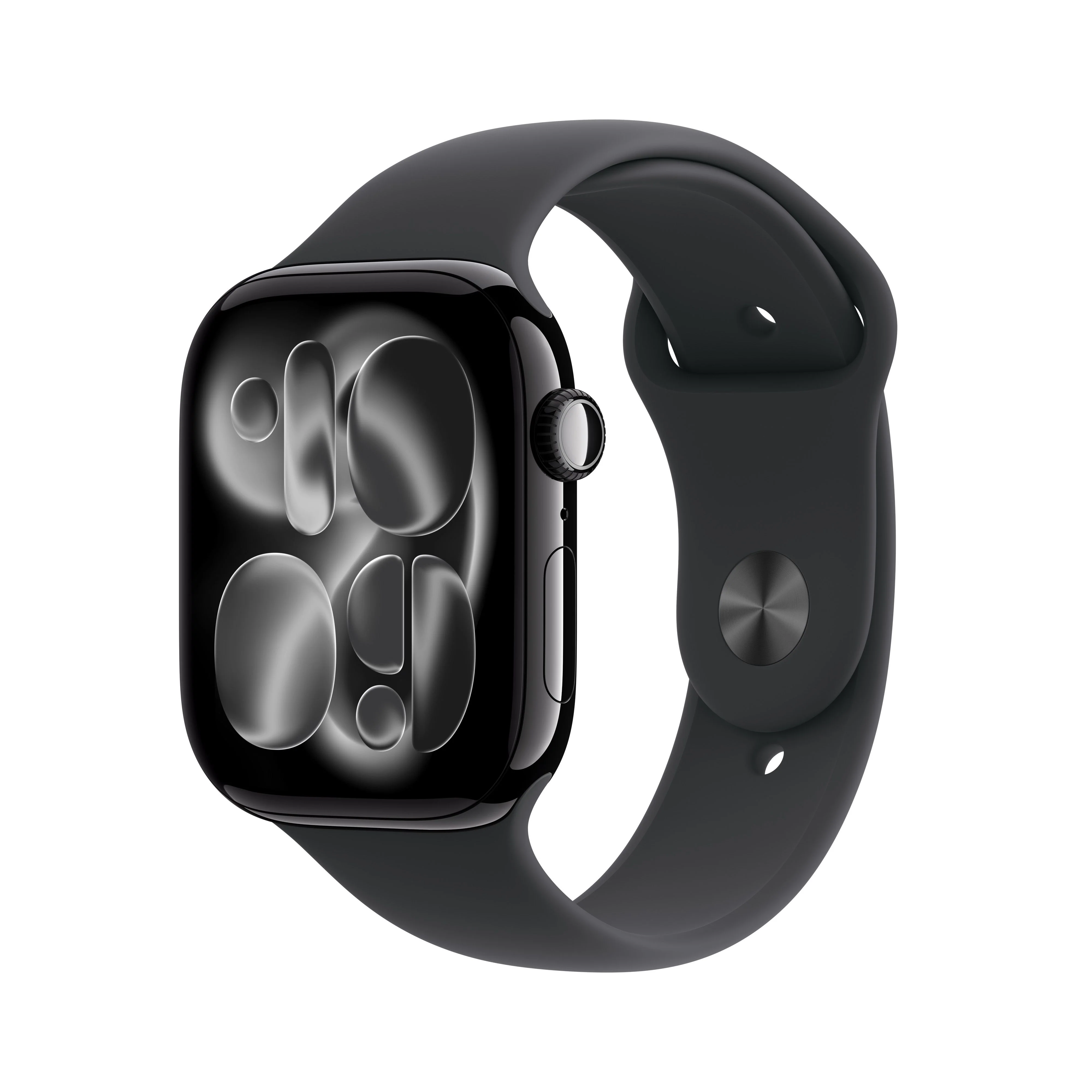 Apple Watch Series 11 (GPS) • 46‑mm kast van gitzwart aluminium • Zwart sportbandje - M/L