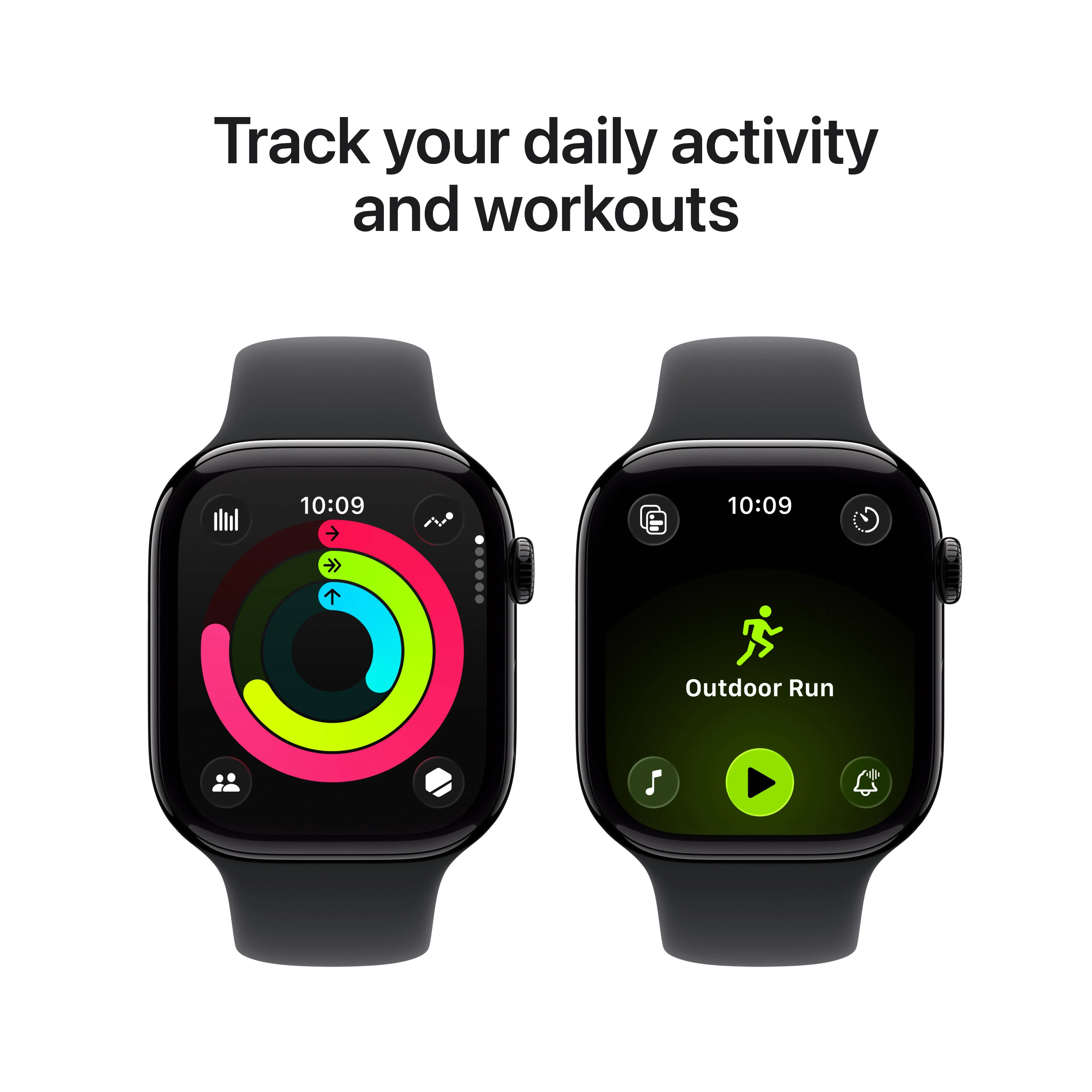Apple Watch Series 11 (GPS) • 46‑mm kast van gitzwart aluminium • Zwart sportbandje - M/L - Image 4