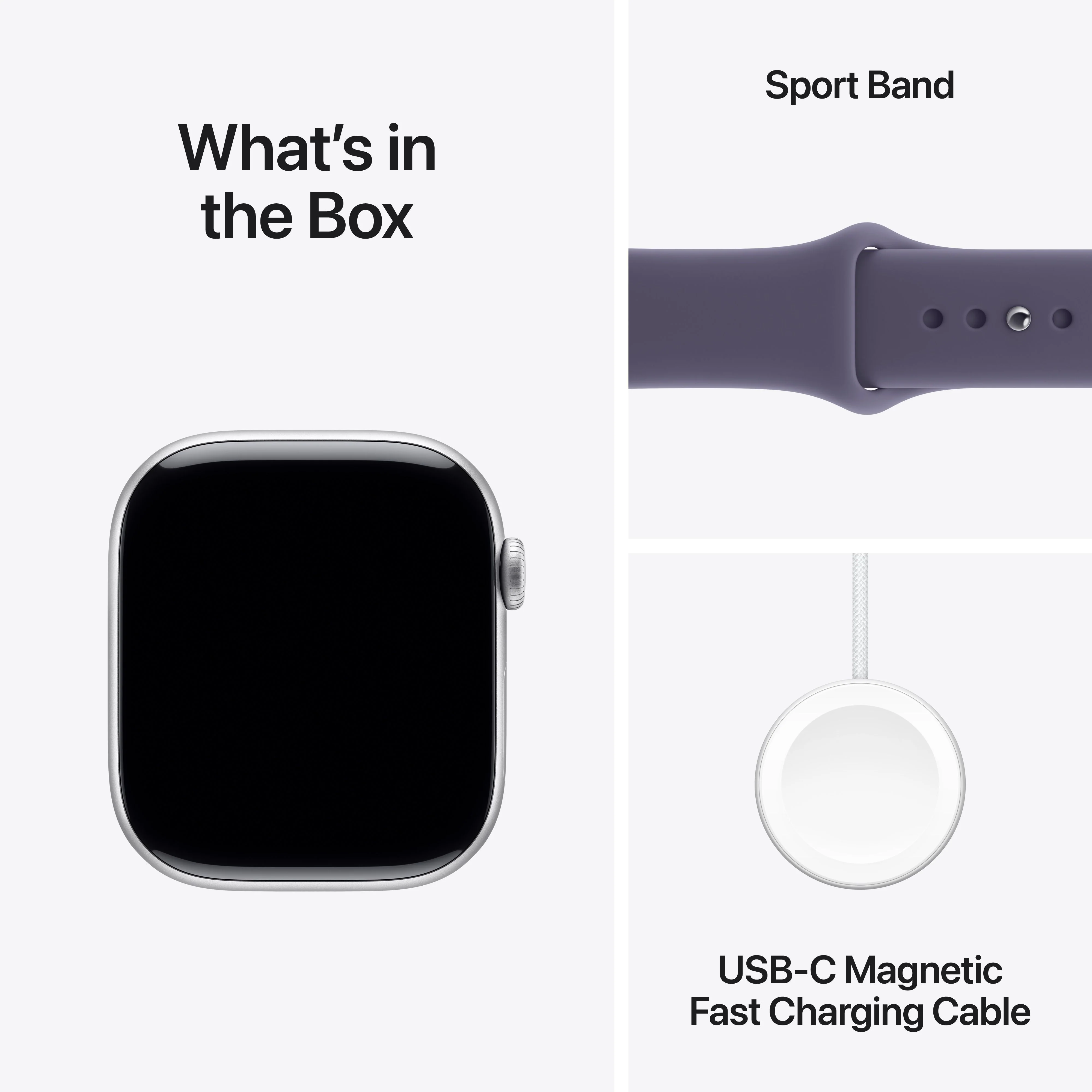 Apple Watch Series 11 (GPS) • 46‑mm kast van zilverkleurig aluminium • Zachtpaars sportbandje - M/L - Image 8