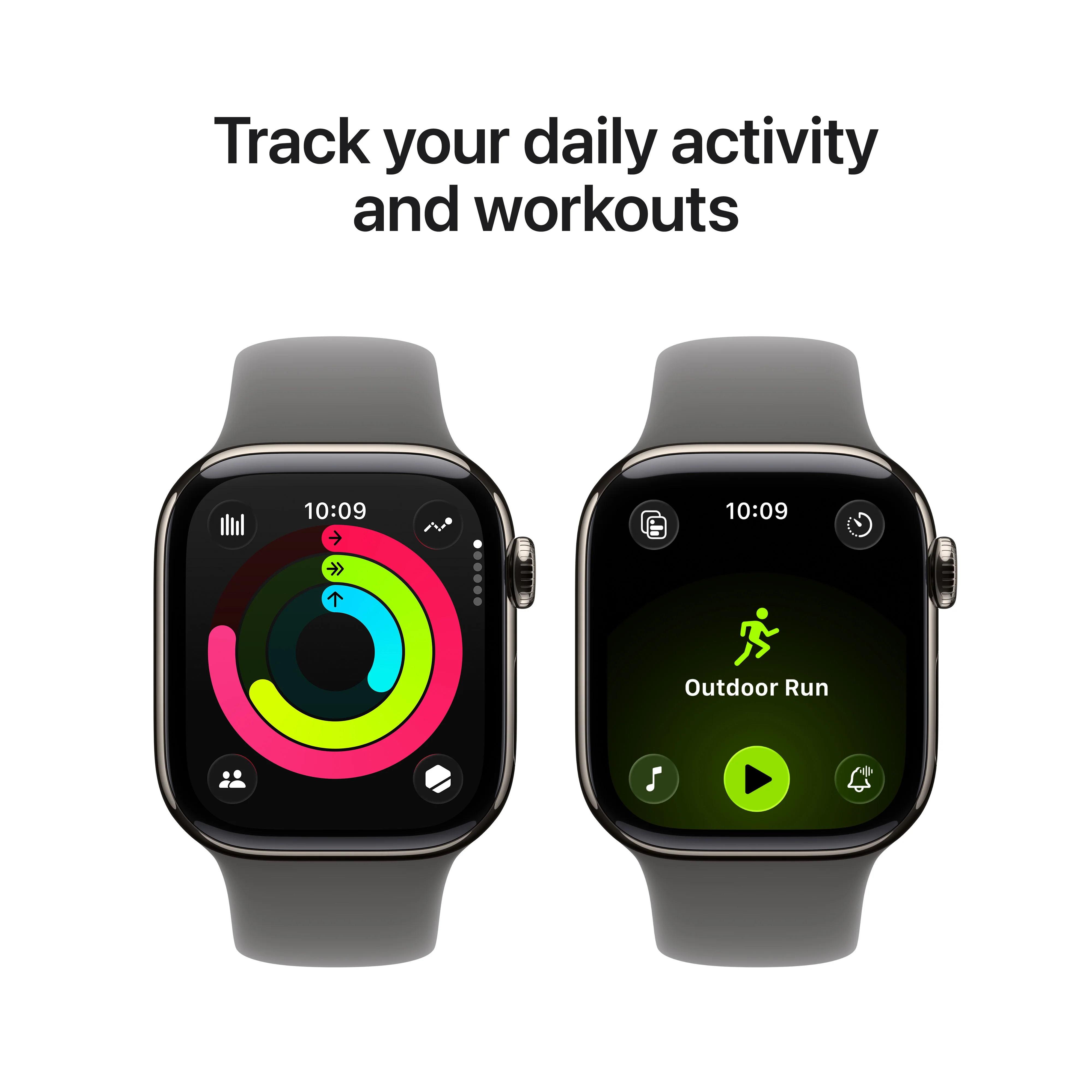 Apple Watch Series 11 (GPS + Cellular) • 42‑mm kast van naturel titanium • Rotsgrijs sportbandje - M/L - Image 4