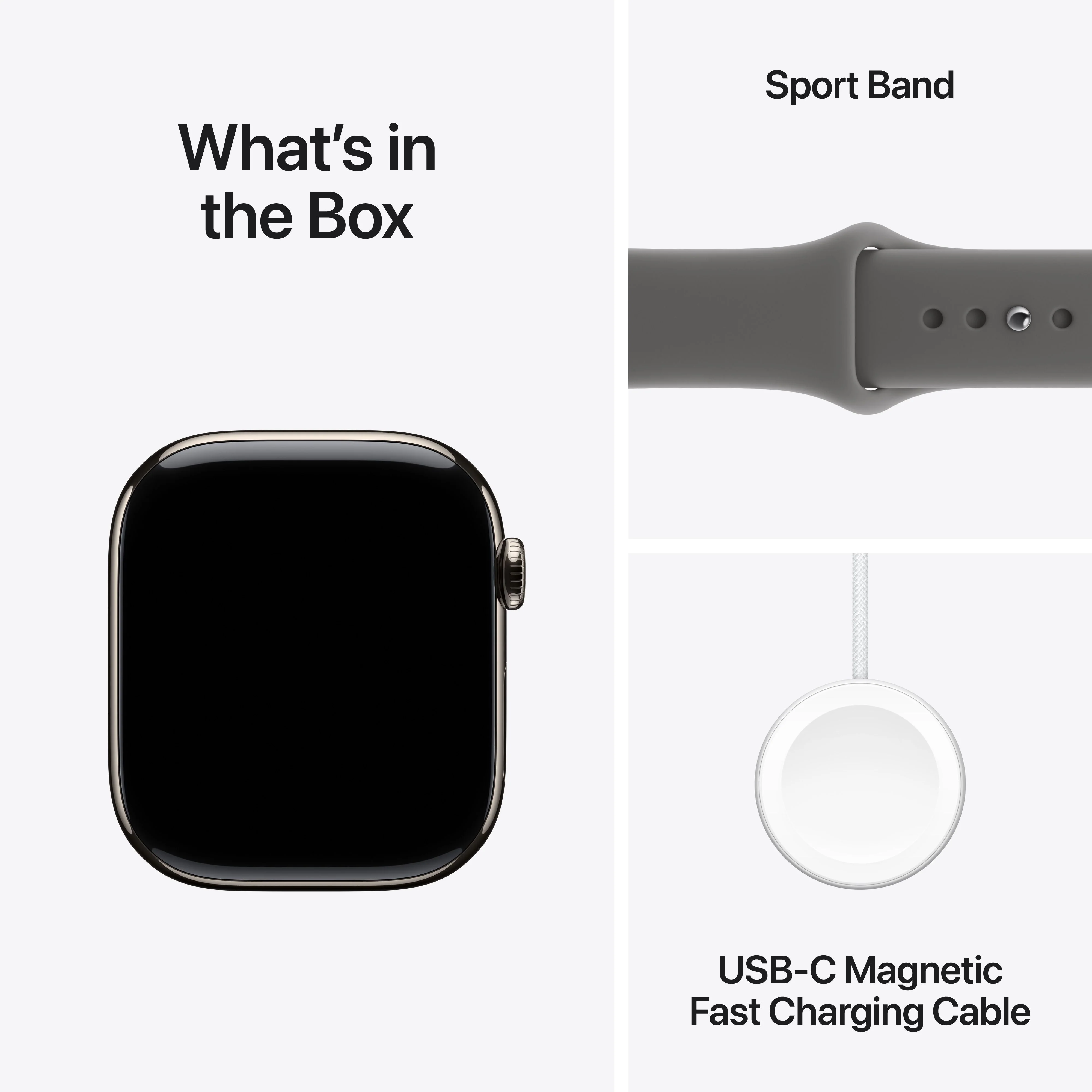 Apple Watch Series 11 (GPS + Cellular) • 46‑mm kast van naturel titanium • Rotsgrijs sportbandje - M/L - Image 8