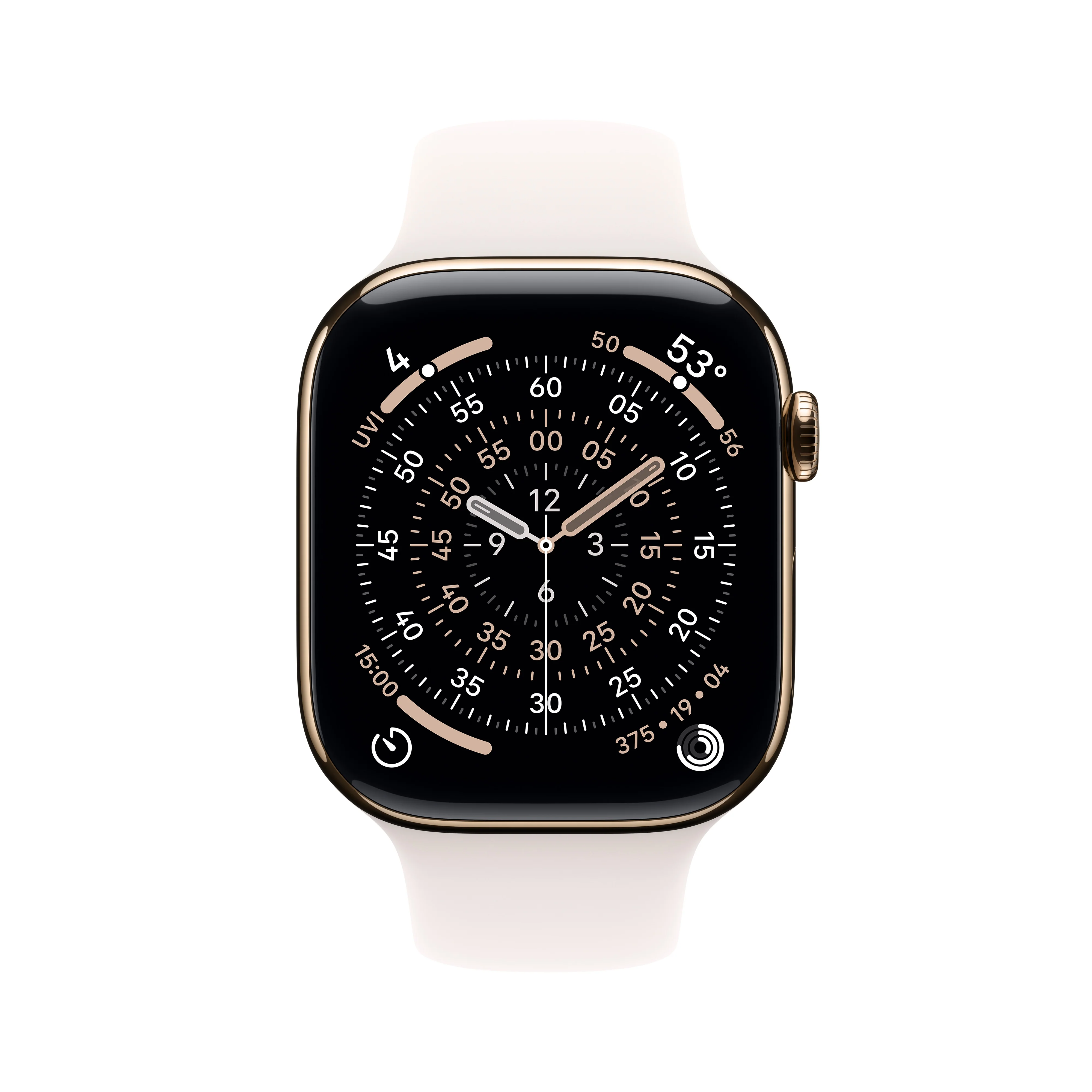 Apple Watch Series 11 (GPS + Cellular) • 46‑mm kast van goudkleurig titanium • Rosé sportbandje - M/L - Image 2
