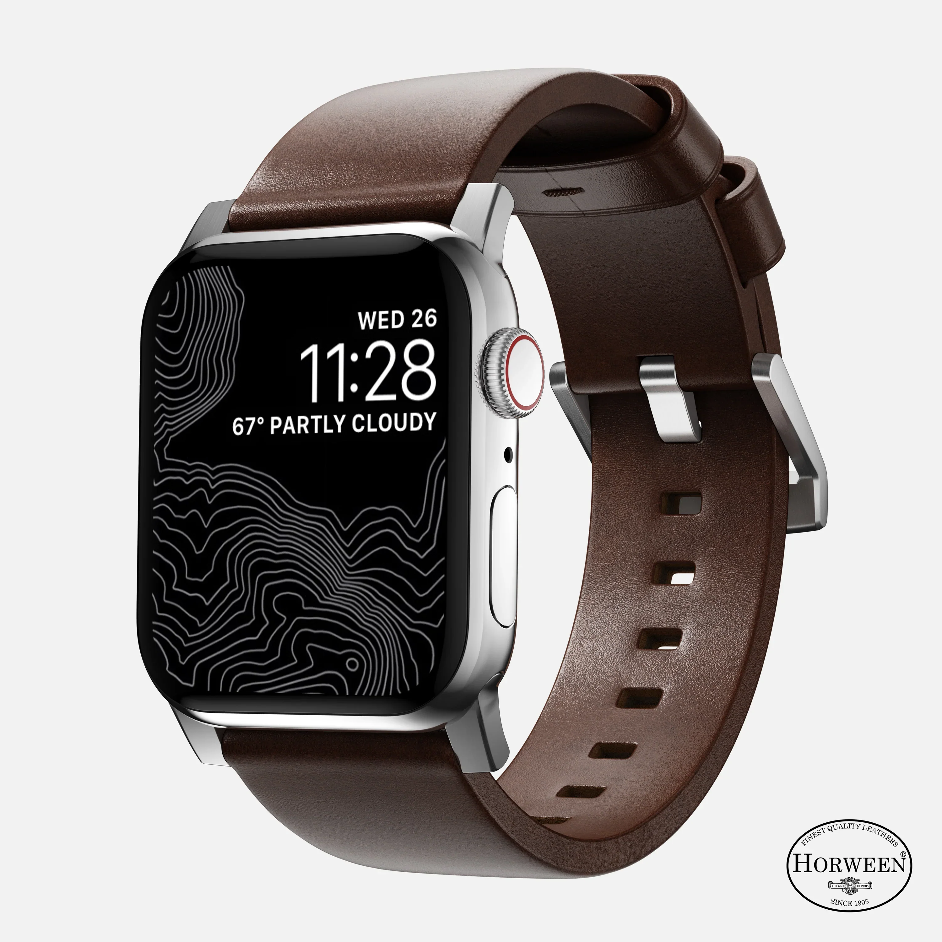 Nomad Bandje - Modern - 44/45/46/49 mm - Bruin - Zilveren Hardware - Image 2