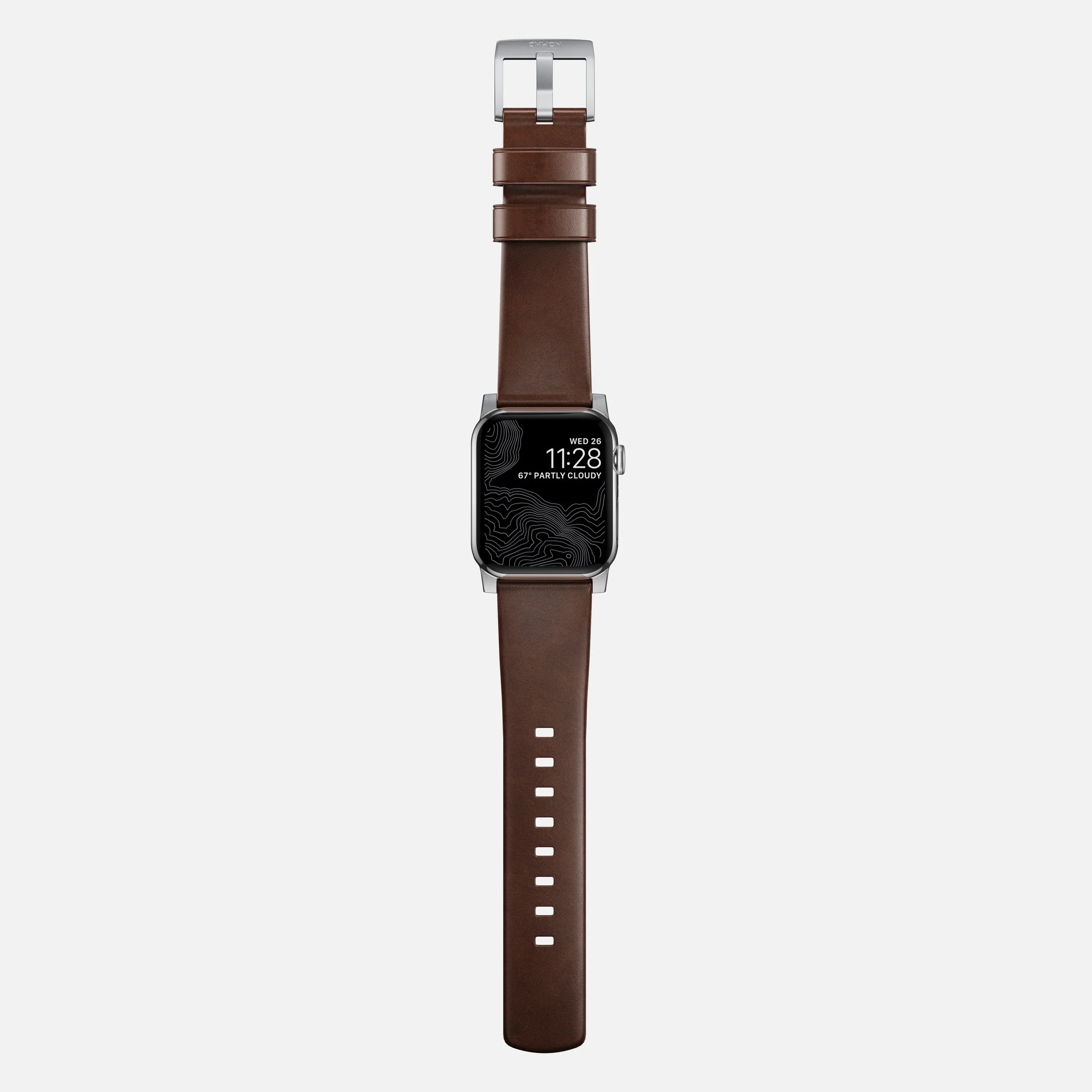 Nomad Bandje - Modern - 44/45/46/49 mm - Bruin - Zilveren Hardware - Image 7