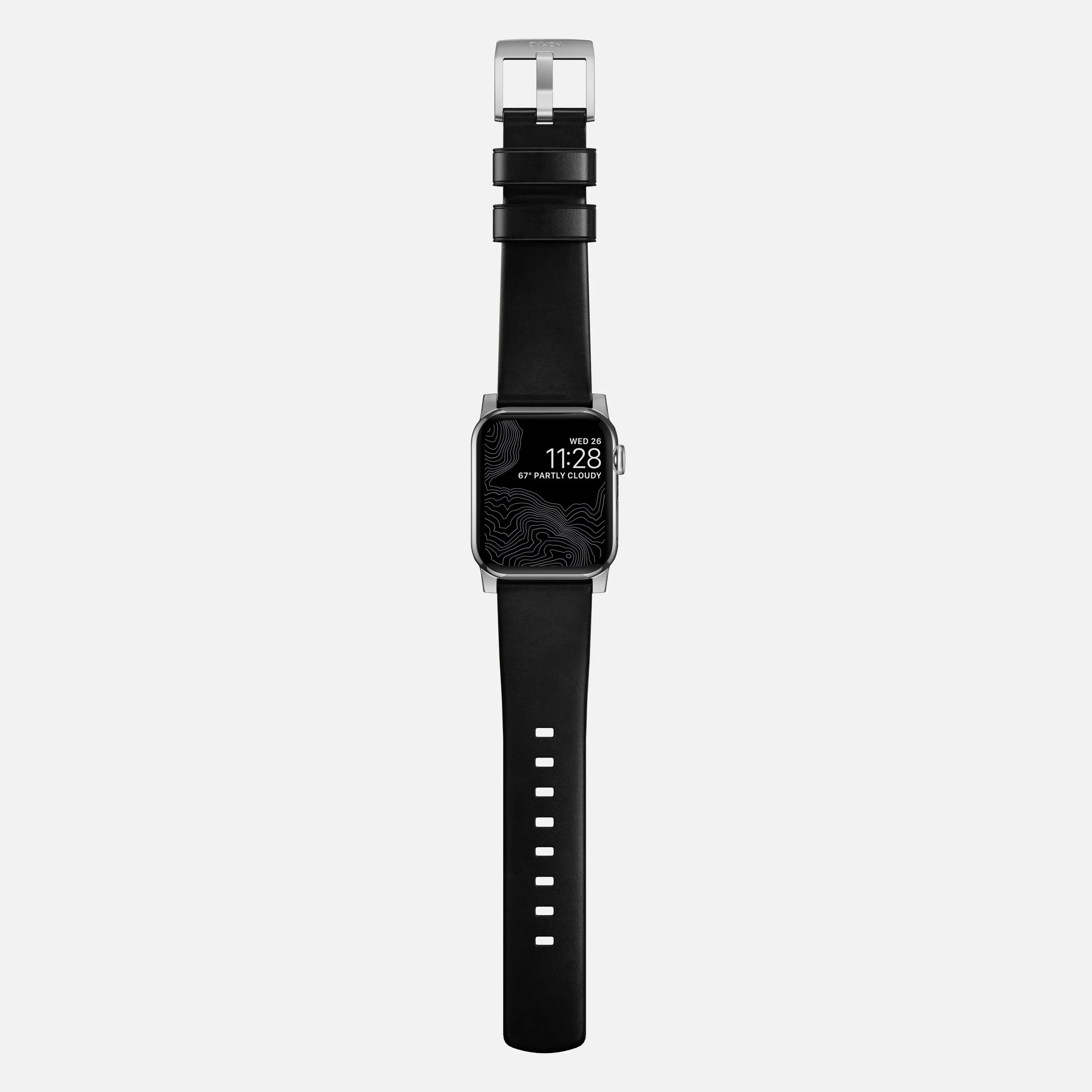 Nomad Bandje - Modern - 44/45/46/49 mm - Zwart - Zilveren Hardware - Image 7