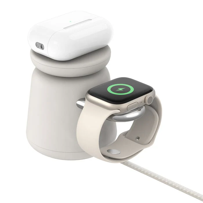 Belkin BoostCharge Pro | 2-in-1 draadloos laadstation met Qi2 (15 W) - Sand - Image 4