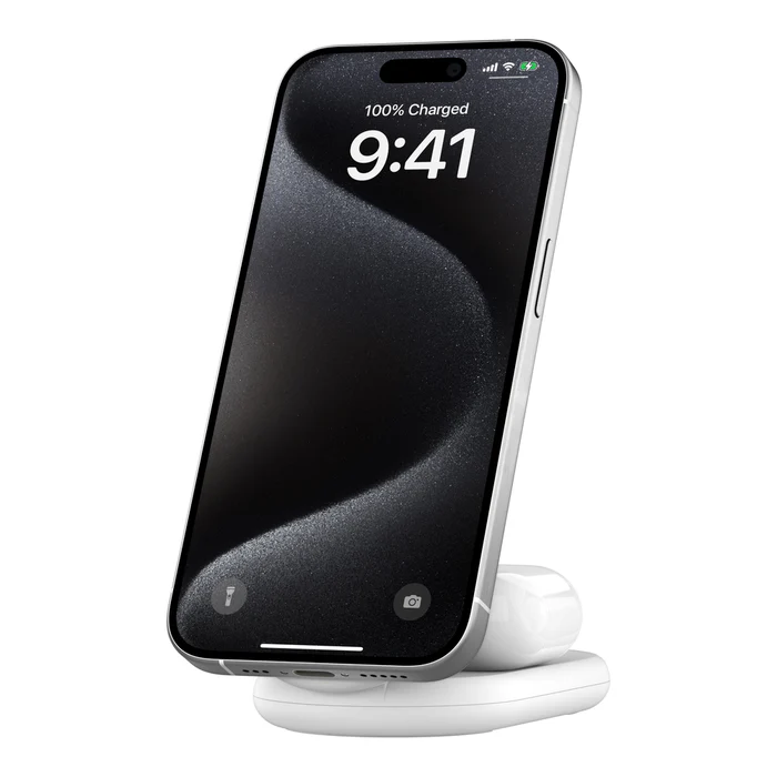 EOL Belkin BoostCharge Pro | 2-in-1 magnetisch draadloos laadstation met Qi2 (15 W) - Wit - Image 2