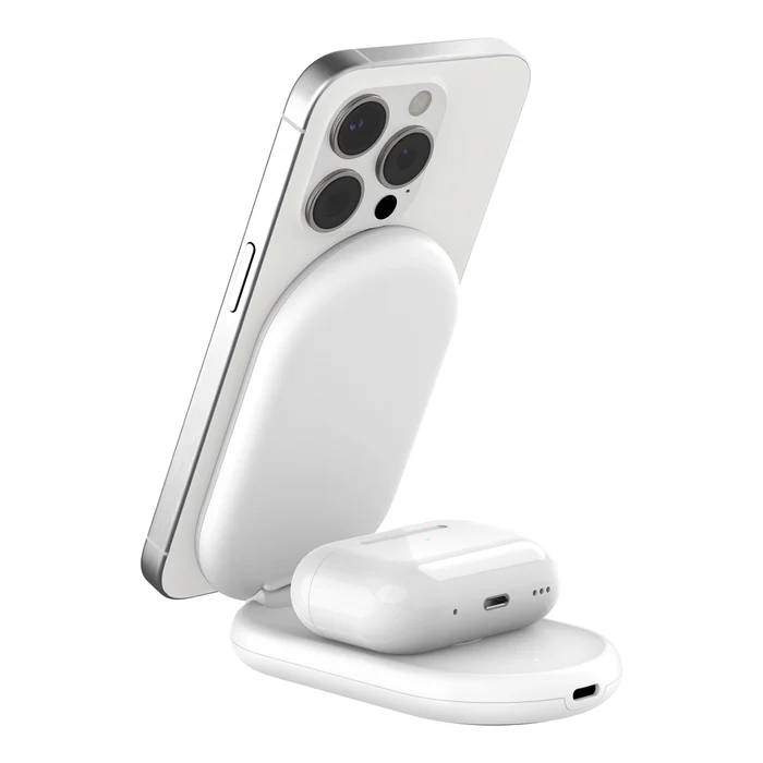 EOL Belkin BoostCharge Pro | 2-in-1 magnetisch draadloos laadstation met Qi2 (15 W) - Wit - Image 3