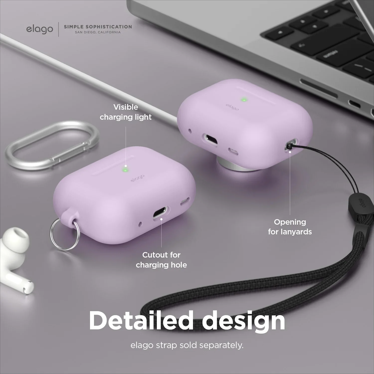 EOL Elago Silicone Hang Case voor AirPods Pro (2e gen.) - Wit (Nightglow Blue) - Image 2