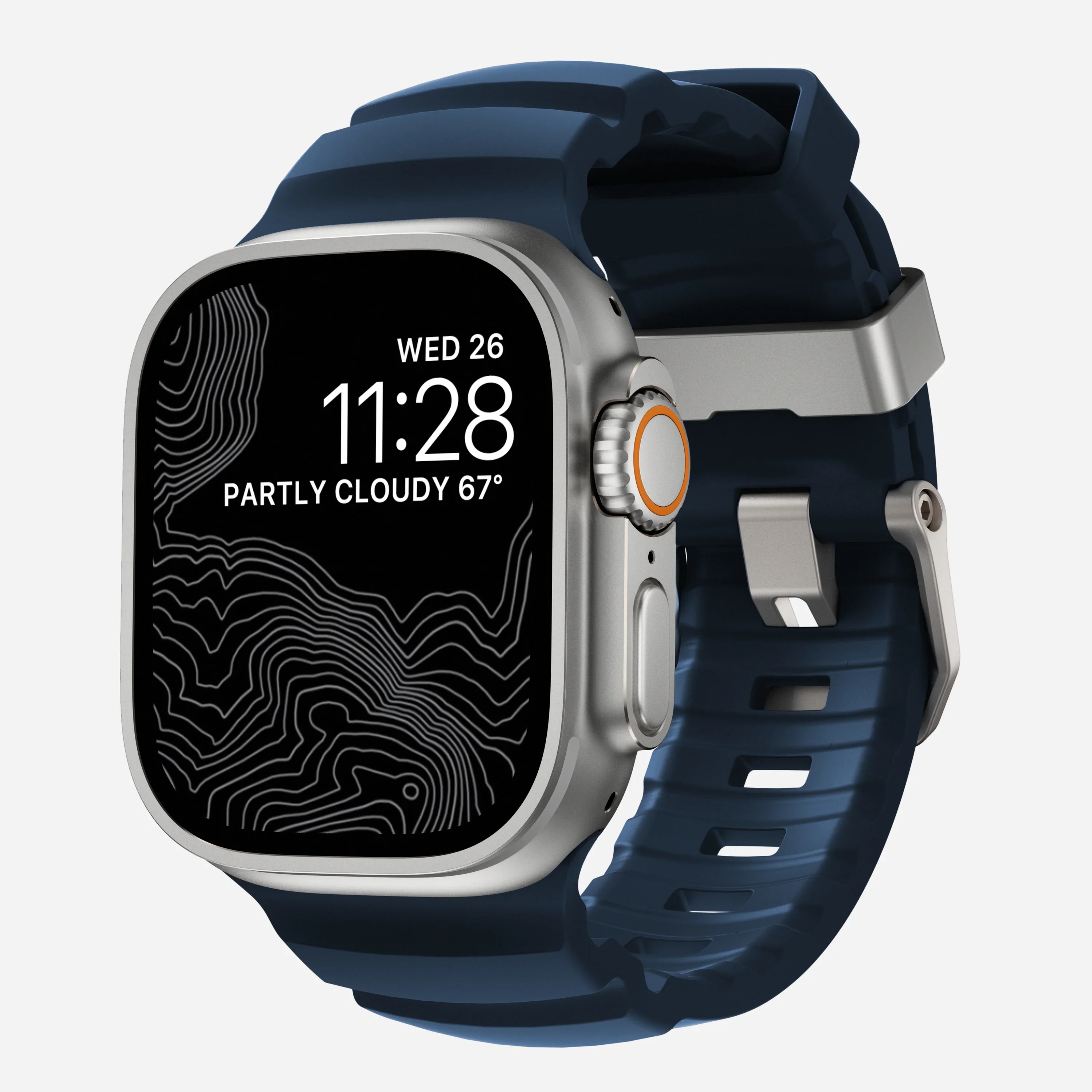 Nomad Rocky Point bandje - 44/45/46/49 mm - Atlantisch blauw - Zilveren hardware - Image 2