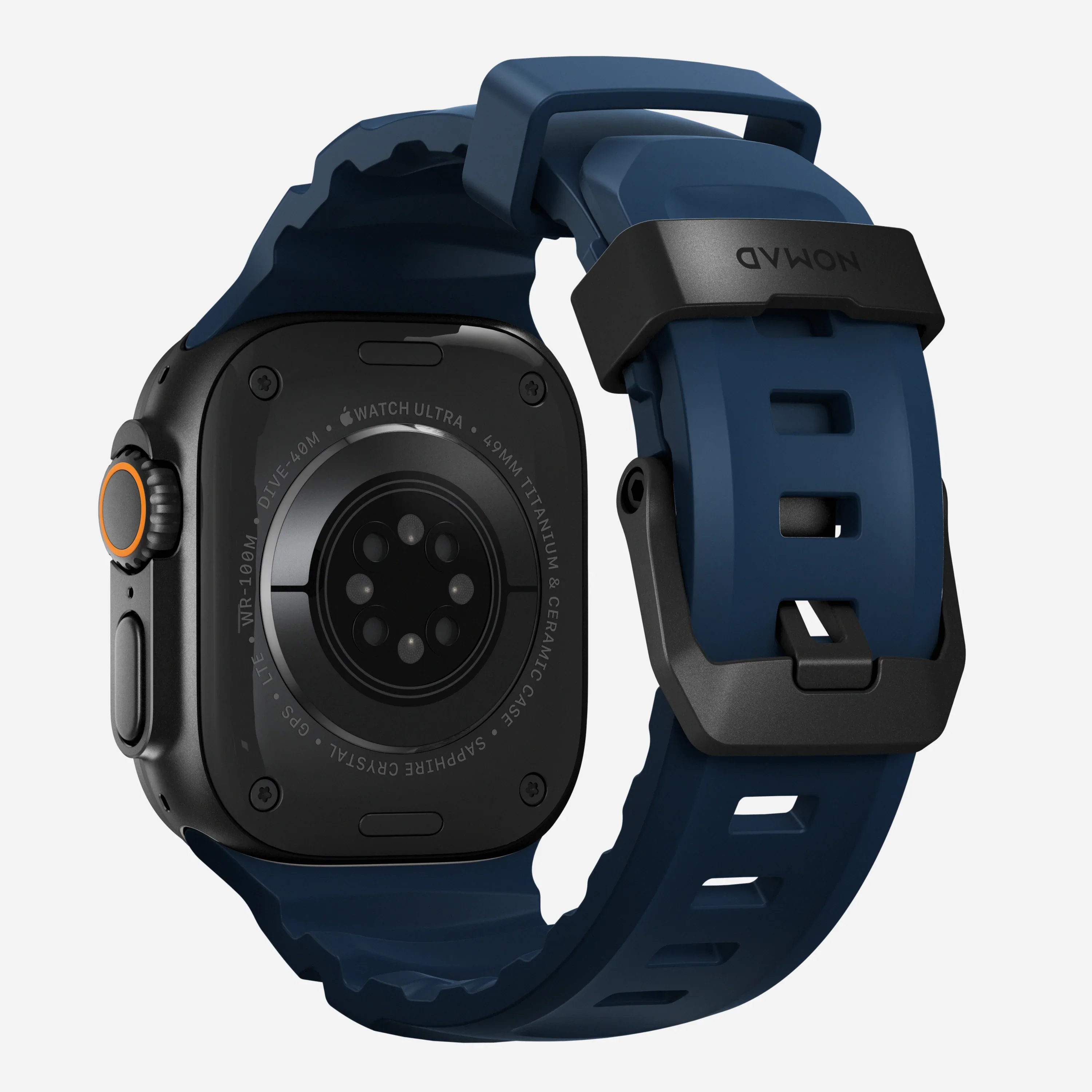 Nomad Rocky Point bandje - 44/45/46/49 mm - Atlantisch blauw - Zwarte hardware