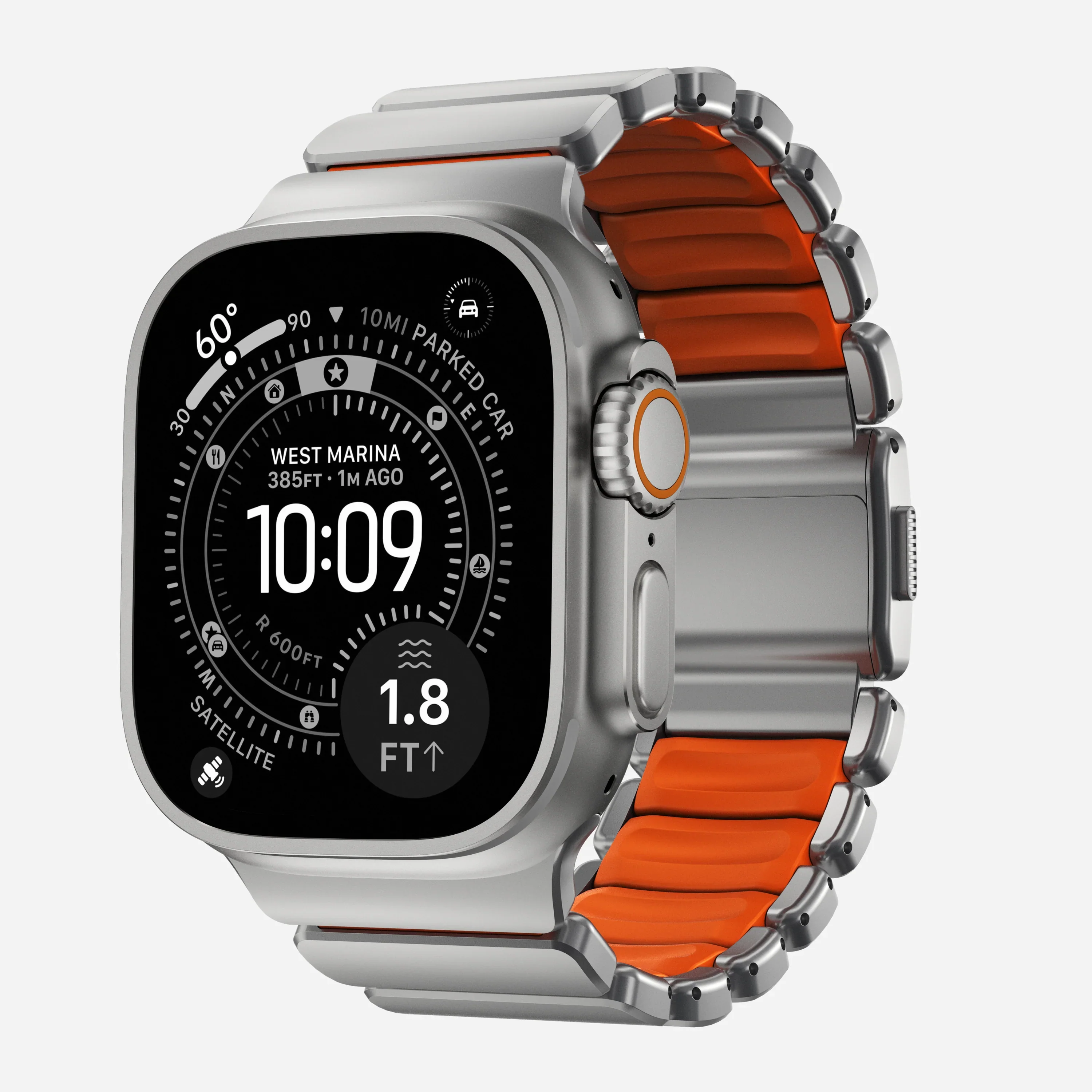 Nomad Stratos bandje - Naturel hardware - 44/45/46/49 mm - Oranje - Image 2
