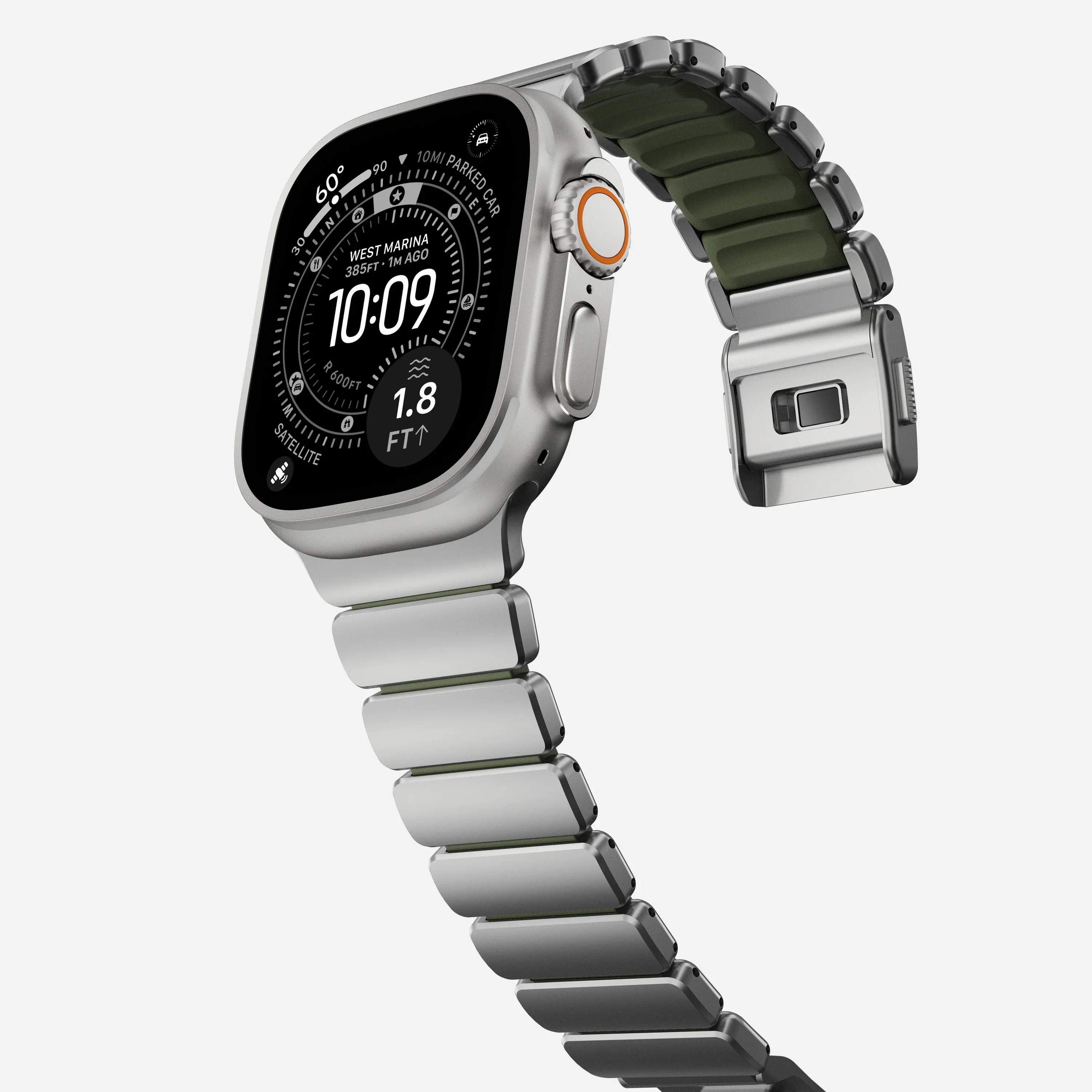 Nomad Stratos bandje - Naturel hardware - 44/45/46/49 mm - Bosgroen - Image 8
