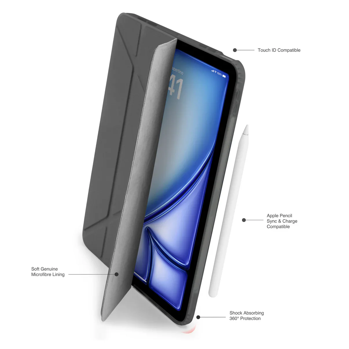 Pipetto Origami Case voor iPad Air 11-inch (M4/M3/M2) / iPad Air 10,9-inch (2022/2020) - Donkergrijs - Image 2