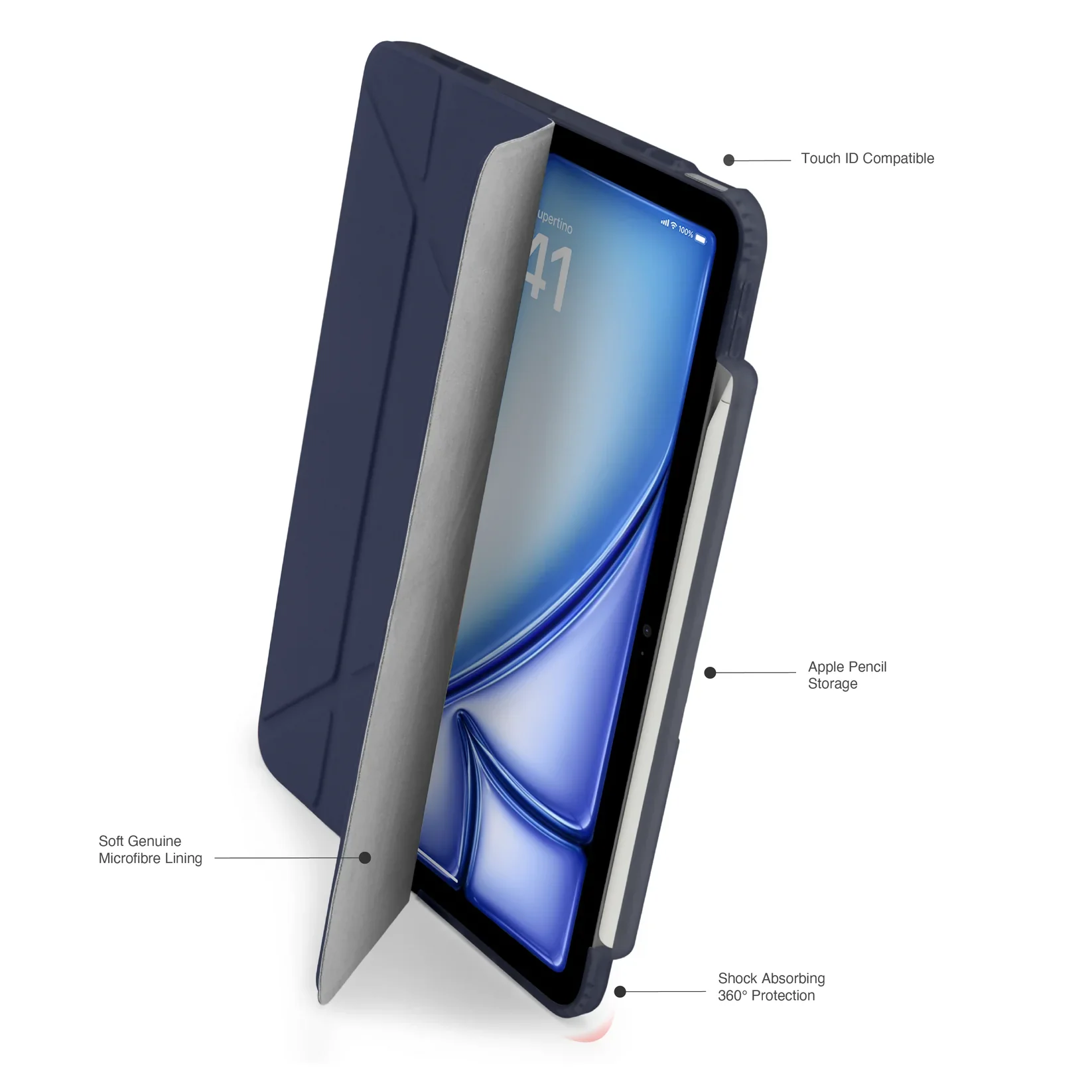 Pipetto Origami Pencil Case voor iPad Air 11-inch (M4/M3/M2) / iPad Air 10,9-inch (2022/2020) - Donkerblauw - Image 2