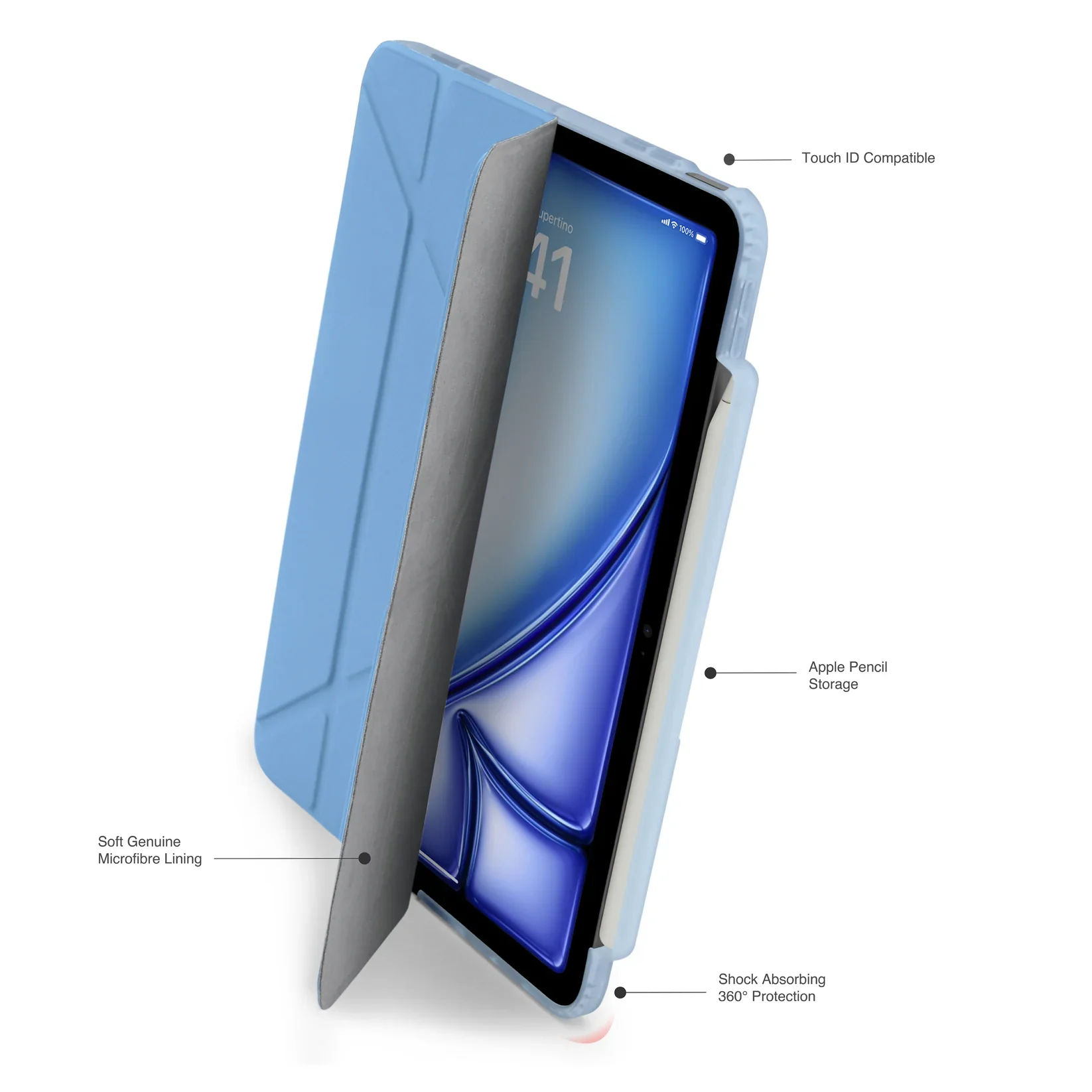 Pipetto Origami Pencil Case voor iPad Air 11-inch (M4/M3/M2) / iPad Air 10,9-inch (2022/2020) - Lichtblauw - Image 2